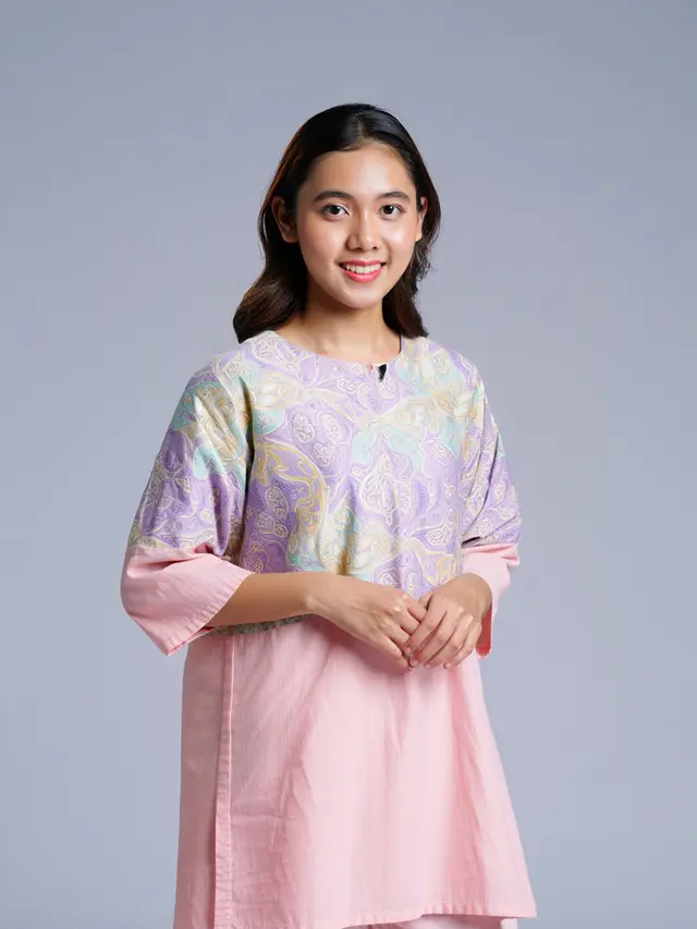 Tunik Batik Motif Parang Kombinasi Polos Warna Pastel 2025