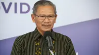 Juru Bicara Penanganan Covid-19 Achmad Yurianto memberikan orang-orang yang terinfeksi Virus Corona penyebab COVID-19 saat konferensi pers di Graha BNPB, Jakarta, Minggu (3/5/2020). (Dok Badan Nasional Penanggulangan Bencana/BNPB)