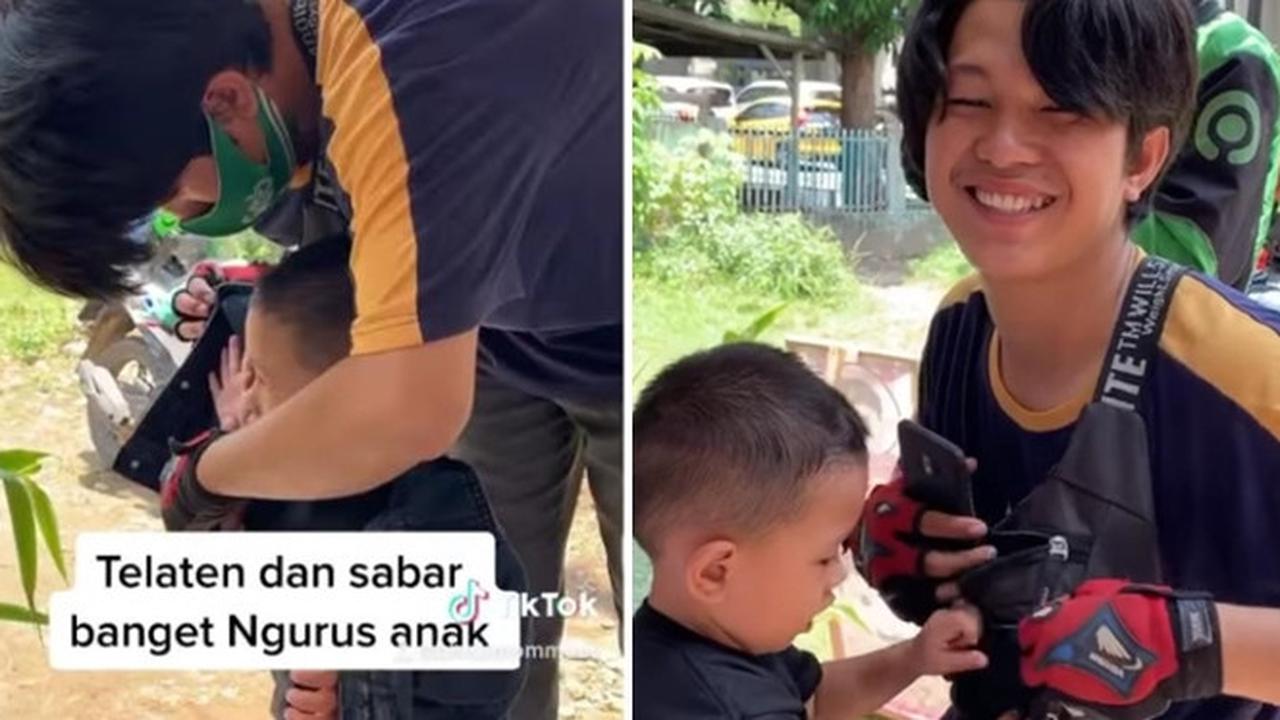 Viral Driver Ojol Mirip Seleb Korea Asuh Anak Sambil Bekerja, Kisahnya Bikin Haru