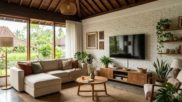 Gambar Ruang Tamu Rumah Minimalis dengan TV Besar