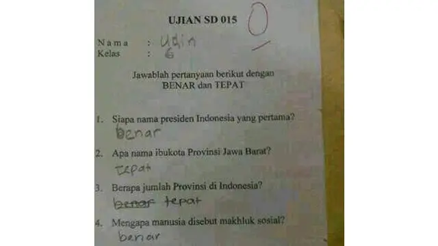 7 Jawaban Siswa Kerjakan Soal Ini Cerdas Banget, Tak Terpikirkan