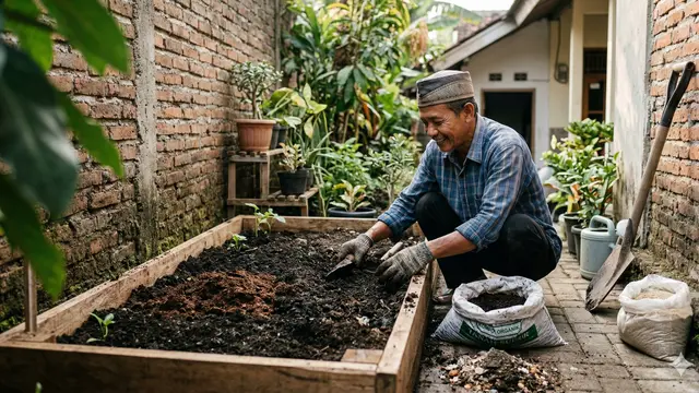Cara Membuat Bedengan Bunga di Lahan Sempit (Foto: Gemini AI)