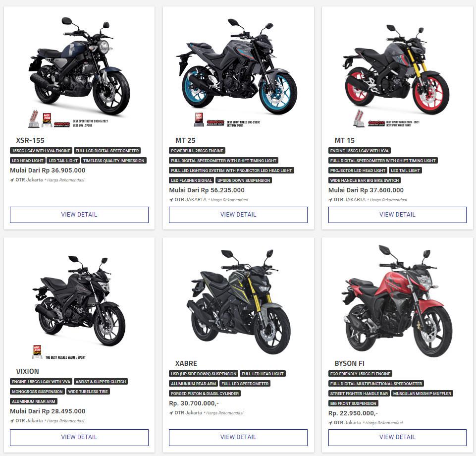 Pada bagian Naked Bike, Vixion R sudah tidak terdaftar (YIMM)