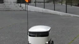 Sebuah robot pengirim barang berkeliling di dekat Washington Capitol di Olympia, Washington, 28 Januari 2019. Anggota parlemen sedang mempertimbangkan undang-undang pengaturan yang akan memungkinkan pengiriman robot di pinggir jalan. (AP/Rachel La Corte)