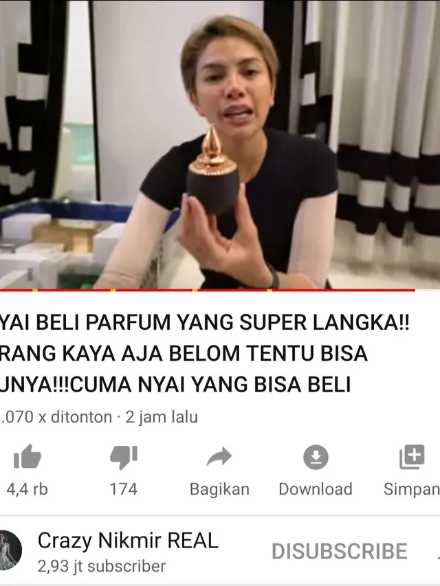Unggahan Nikita Mirzani. (Foto: YouTube Crazy Nikmir REAL)
