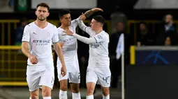 Joao Cancelo. Di matchday ketiga Grup A, Man City dijamu Club Brugge, 19 Oktober 2021. Dalam laga yang berakhir 5-1 untuk kemenangan Man City, Joao Cancelo yang menjadi pencetak gol pertama terpilih menjadi Man of The Match berkat mobilitasnya sebagai seorang fullback. (AFP/John Thys)