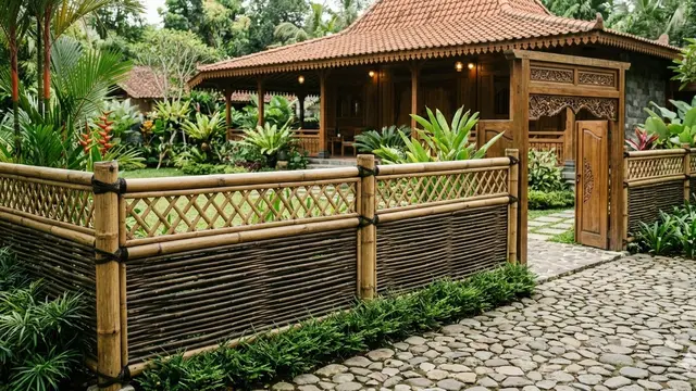 Pagar Bambu Minimalis untuk Rumah Joglo Modern (Foto: Gemini AI)