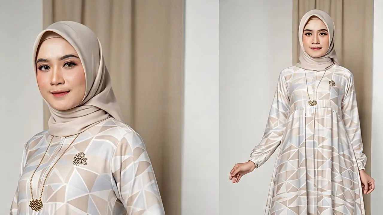 Gamis Motif Geometris Kontemporer