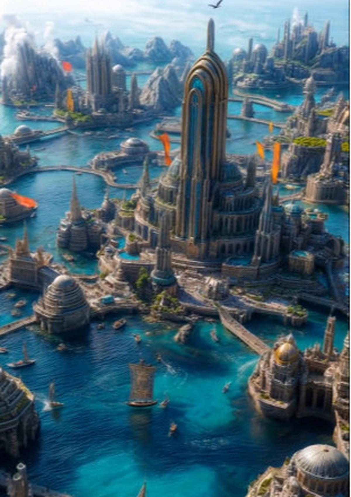 Divisualkan oleh AI, Begini Kehidupan & Indahnya Kota Atlantis