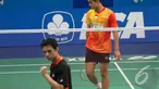 Simon Santoso kandas dalam ajang BCA Indonesia Open Superseries Premier 2014, Jakarta (Liputan6.com/Miftahul Hayat)