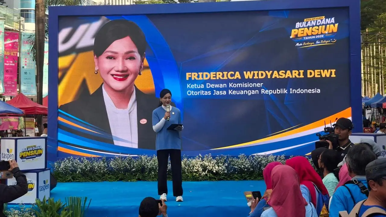 Ketua Dewan Komisioner OJK, Friderica Widyasari Dewi membuka Bulan Dana Pensiun, di Senayan, Jakarta, Minggu (6/9/2026). (Istimewa)