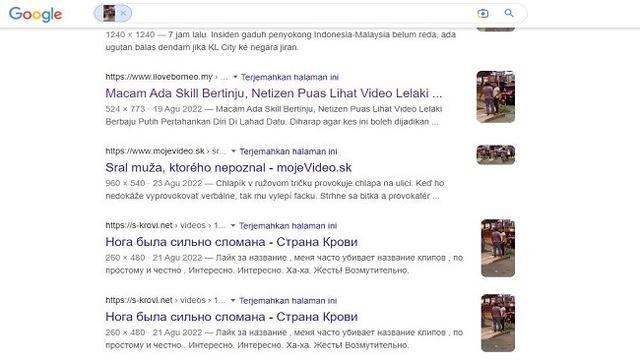 Gambar Tangkapan Layar Penelusuran Foto Menggunakan Google Reverse Images.