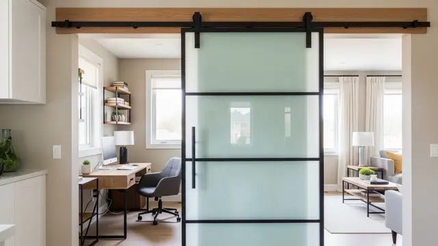 Pintu Geser Kaca Buram (Sliding Barn Door)