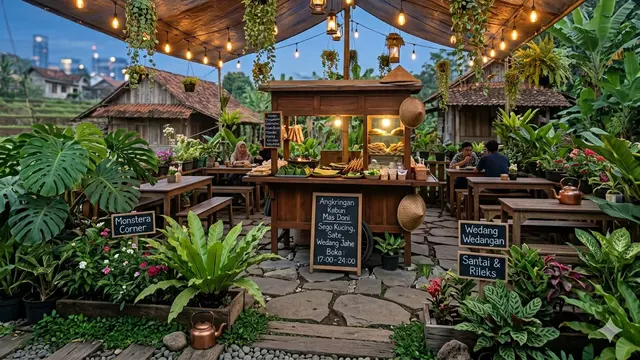 Model Angkringan Terpal Tema Garden