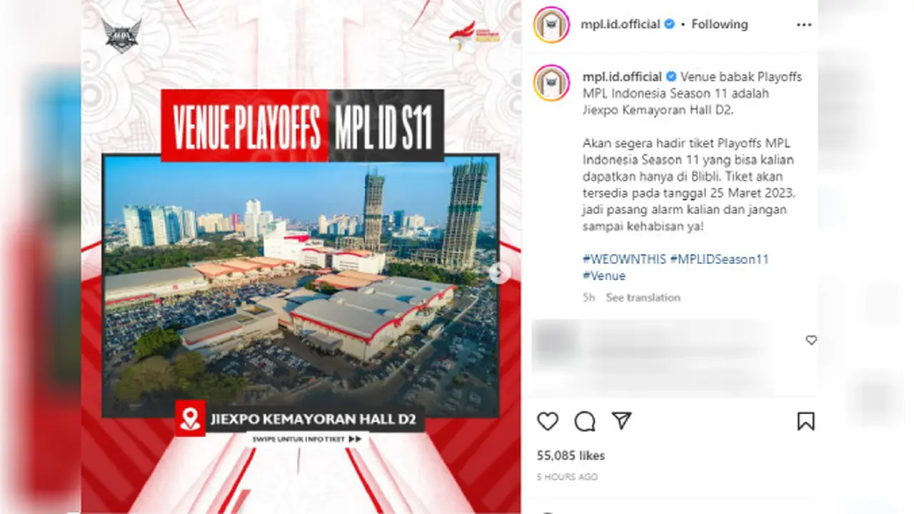 Jiexpo Kemayoran Hall D2 Jadi Venue Babak Playoff MPL ID S11