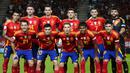 Pemain Spanyol, Martin Zubimendi (kanan depan) menjadi starter pada laga laga lanjutan UEFA Nations League melawan Denmark di Nueva Condomina Stadium, Murcia, Spanyol, Minggu (13/10/2024) dini hari WIB. (AP Photo/Jose Breton)