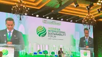 Ketua Umum Kadin Indonesia Anindya Novyan Bakrie menyampaikan soal ketahanan energi dan transisi energi di Indonesia International Sustainability Forum (ISF) 2026, Jakarta, Selasa (6/10/2026).