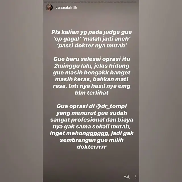 Dara Arafah. (Foto: Instagram @daraarafah)