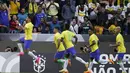 Sementara gol Brasil dicetak oleh Lucas Paqueta (11') dan Marquinhos (58'). (AP Photo/Armando Franca)