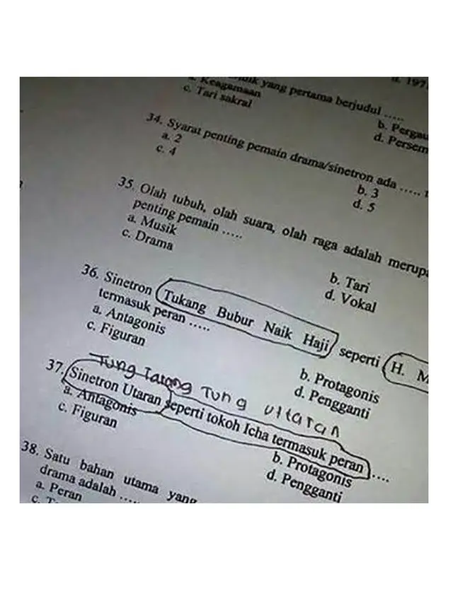 6 di Soal Ujian Pilihan Ganda Anak SD Ini Bikin Susah Tahan Tawa