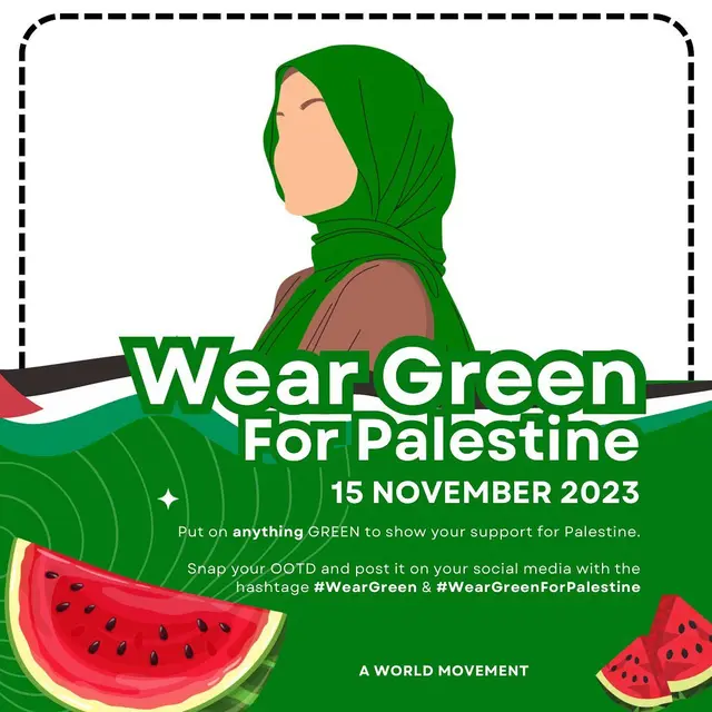 Ajakan Pakai Baju Hijau saat 15 November untuk Bela Palestina.