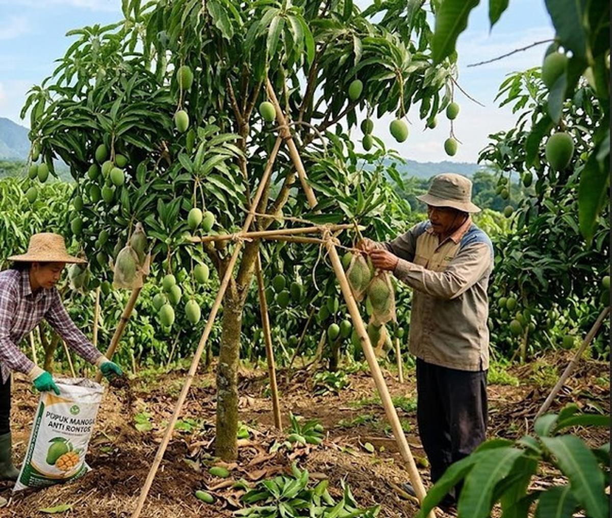 Cara Mengatasi Buah Mangga Rontok Sebelum Matang (AI Generated)
