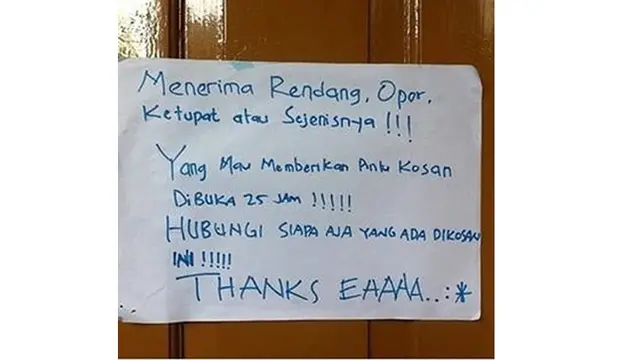 10 Tulisan Peringatan di Dinding Kosan Ini Bikin Geleng Kepala