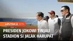 Presiden Joko Widodo mengunjungi Stadion si Jalak Harupat, Di Kabupaten Bandung, Jawa Barat. Presiden Jokowi meninjau renovasi stadion yang telah dirampungkan Kementerian PUPR untuk persiapan Piala Dunia U-17 2023.
