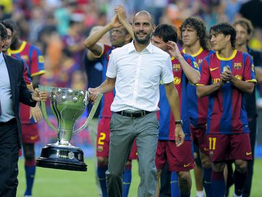 Xavi Hernandez telah resmi ditunjuk sebagai pelatih Barcelona pada 8 November 2021 lalu. Sebagai mantan pemain yang akhirnya menjadi juru taktik Barcelona, menarik untuk ditunggu apakah ia akan sukses merebut gelar LaLiga seperti 5 pendahulunya berikut? (AFP/Josep Lago)