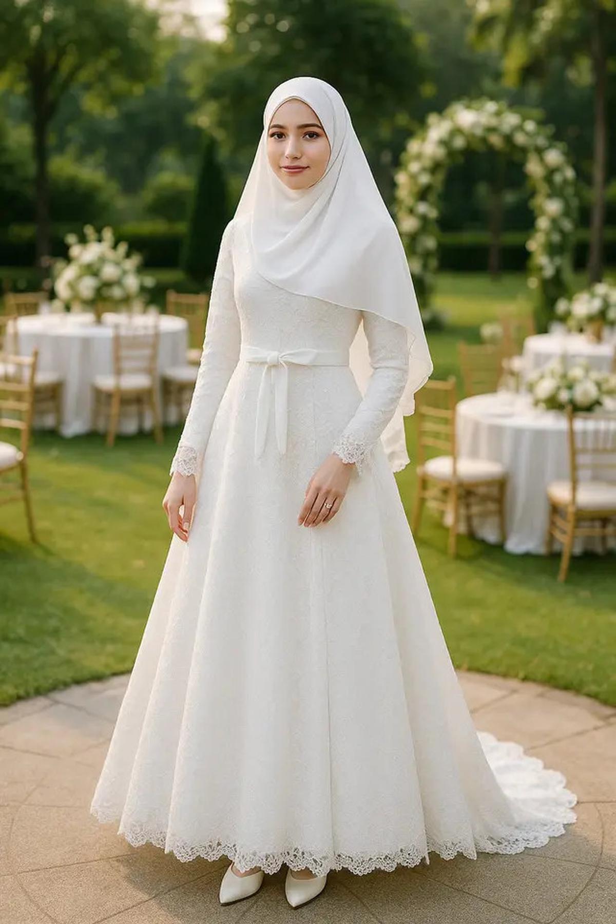 Model Kebaya Islami 2025 Bernuansa Putih yang Anggun untuk Akad Pernikahan