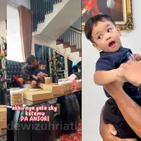 Gala Sky anak semata wayang mendiang Vanessa Anggel dan Bibi Ardiansyah bertemu pak Ansori. Sekedar informasi, musibah kecelakaan pada November 2021 lalu merenggut nyawa kedua orang tua Gala. Sedangkan Gala diselamatkan oleh warga yang tak jauh dari tempat kejadian yaitu pak Ansori.  [Instagram/dewizuhriati/fuji_an]