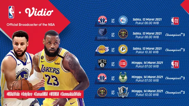 Jadwal NBA 2020/2021 pekan ke-12 di Vidio