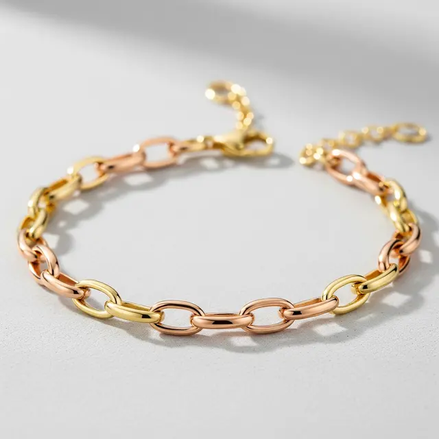 Gelang Emas Hollow Motif Rantai Oval Cocok untuk Harian dan Pesta