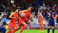 Thailand takluk 1-2 dari China pada 16 Besar Piala Asia 2019 di Hazza Bin Zayed Stadium, Al Ain, Minggu (20/1/2019). (Giuseppe CACACE / AFP)