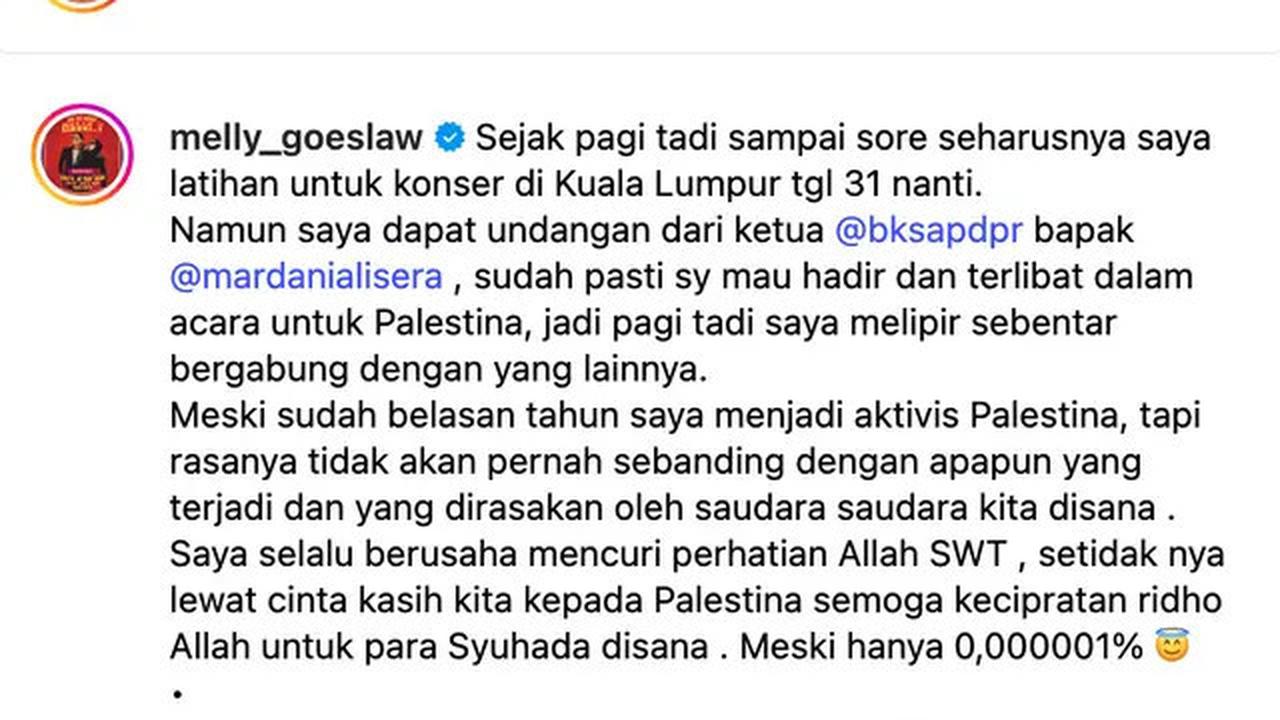 Melly Goeslaw Hadiri Undangan Mardani Ali Sera Dalam Aksi untuk Gaza, Kemanusiaan Tak Pandang Parpol