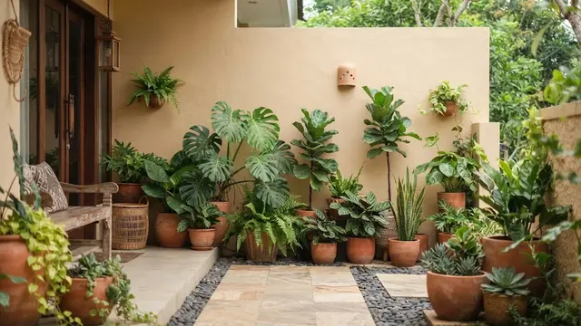 Warna Cat Teras Rumah yang Cocok dengan Tanaman Hijau di Depan Rumah