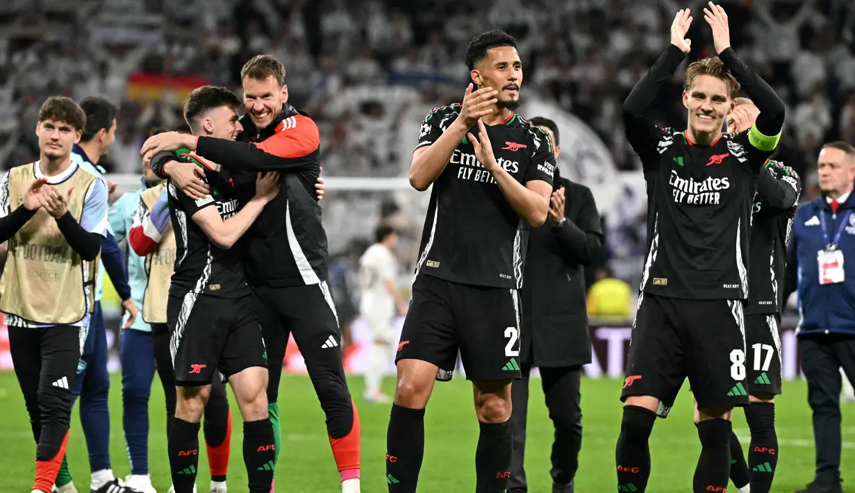 Arsenal kembali mengalahkan Real Madrid, kali ini dengan skor 2-1. (JAVIER SORIANO/AFP)