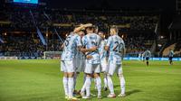 Timnas Argentina menang 1-0 atas Urguay pada laga ke-12 kualifikasi Piala Dunia 2022 zona Amerika Selatan di Estadio Campeon del Siglo, Sabtu (13/11/2021) pagi WIB. (AFP/POOL/ERNESTO RYAN)