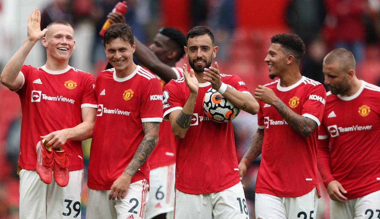 Tidak ada gol tambahan hingga peluit akhir dibunyikan. Manchester Unted unggul telak 5-1 atas Leeds United. (Foto: AFP/Adrian Dennis)