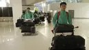 Pemain Timnas Indonesia U-16 tiba di Bandara Soekarno Hatta, Tangerang, Kamis (15/3/2018). Timnas Indonesia berhasil menjuarai turnamen Jenesys di Jepang. (Bola.com/M Iqbal Ichsan)