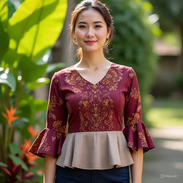 Model Baju Batik Kombinasi Kain Polos untuk Wanita Terbaru 2025