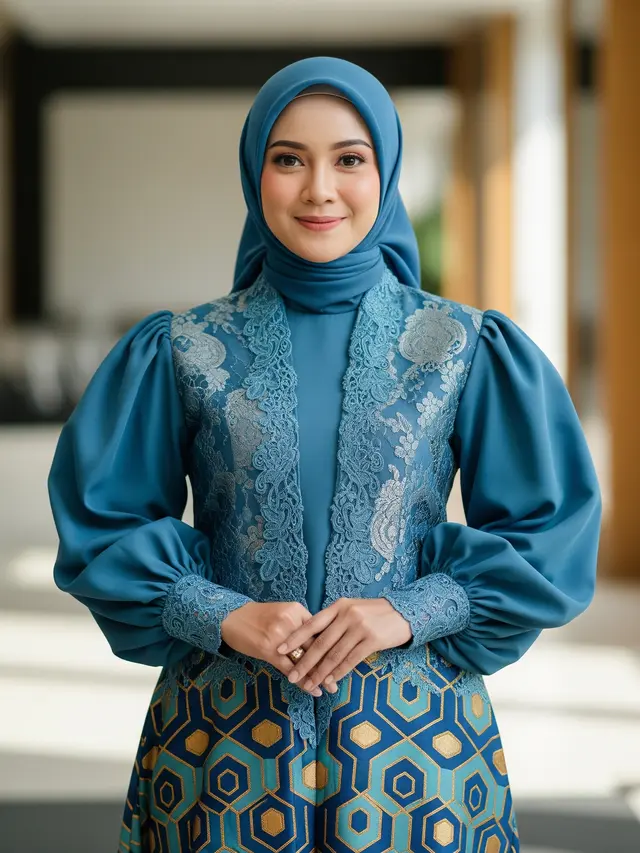 Gamis Batik Brokat 2026 Warna Elegan (Image by Gemini AI)
