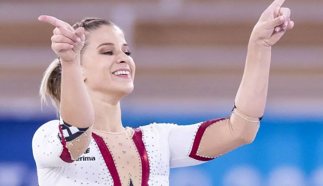 Elisabeth Seitz salah satu pesenam Jerman mengatakan, jika pilihan seragam tim Jerma ingin menunjukkan bahwa perempuan berhak memilih pakaian yang dipakainya.(instagram/seitzeli)