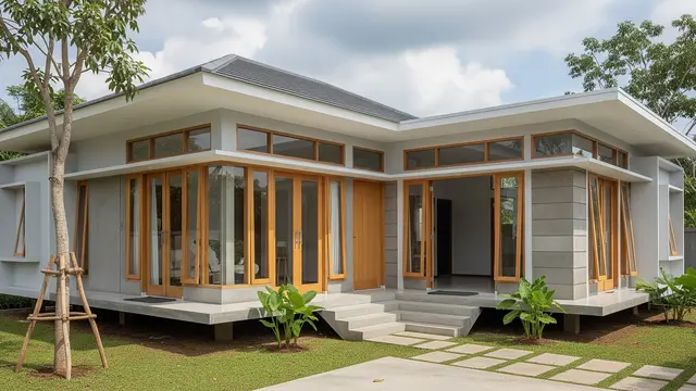 Rumah Satu Lantai dengan Banyak Akses Pintu