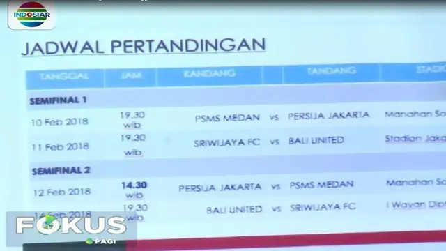 Semifinal Piala Presiden 2018 Digelar Mulai 10 Februari 2018