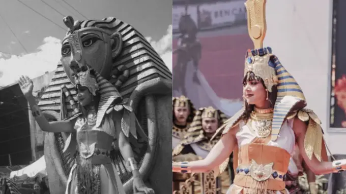 Penampilan Totalitas Aurelie Moeremans Cosplay Jadi Ratu Mesir Cleopatra di Blitar Ethinic National Carnival 2024