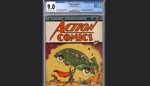 Buku komik berjudul Action Comis No. 1 yang berisi perkenalan pertama karakter Superman ke dunia. (dok. Andrew Wilson/Metropolis Collectibles Inc. via AP)