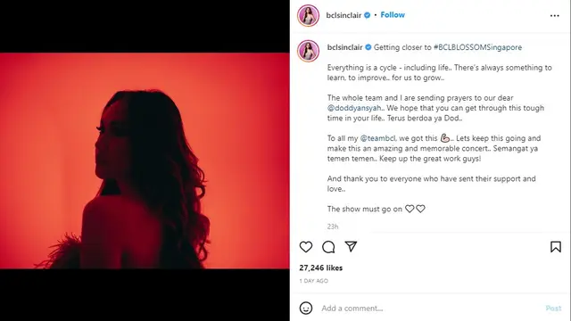Dukungan BCL terhadap manajernya, Doddy, yang ditangkap karena kasus narkoba (https://www.instagram.com/p/Cg6DhPLPm95/)
