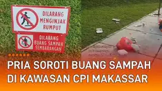 Aksi menyindir ditunjukkan oleh seorang pria yang sedang berkunjung di kawasan Center Point of Indonesia (CPI) Makassar