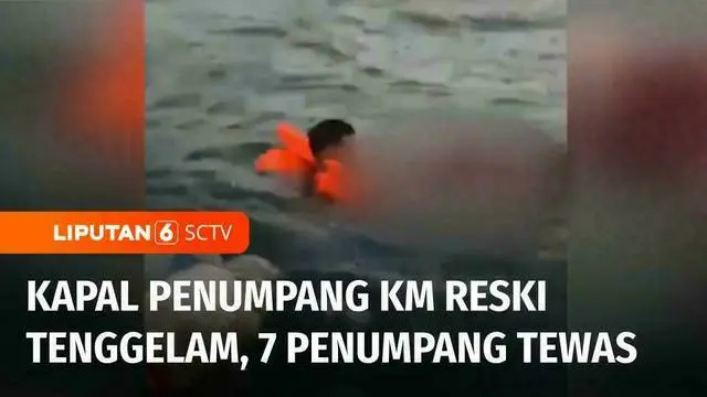 Dihantam gelombang tinggi, kapal penumpang antar pulau KM Reski terbalik dan tenggelam di tengah laut, Kabupaten Pangkep, Sulawesi Selatan, akibatnya tujuh penumpang tewas.